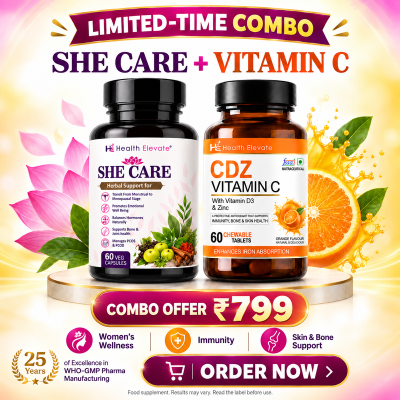 She Care + CDZ Vitamin C Combo | Women's Hormonal Balance & Immunity Support Pack