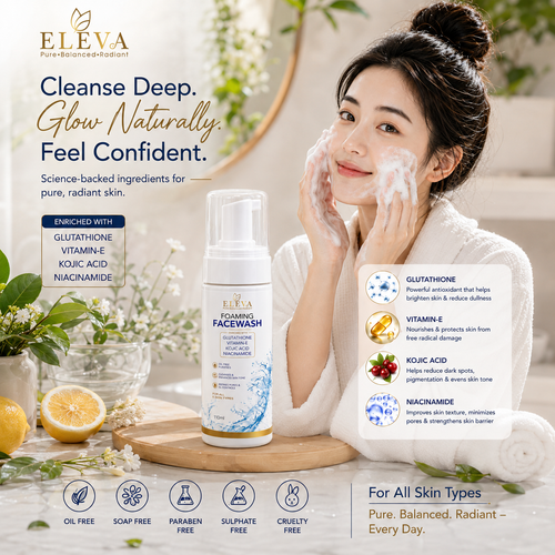 Eleva Foaming Facewash | Glutathione, Kojic Acid & Niacinamide | 100ml