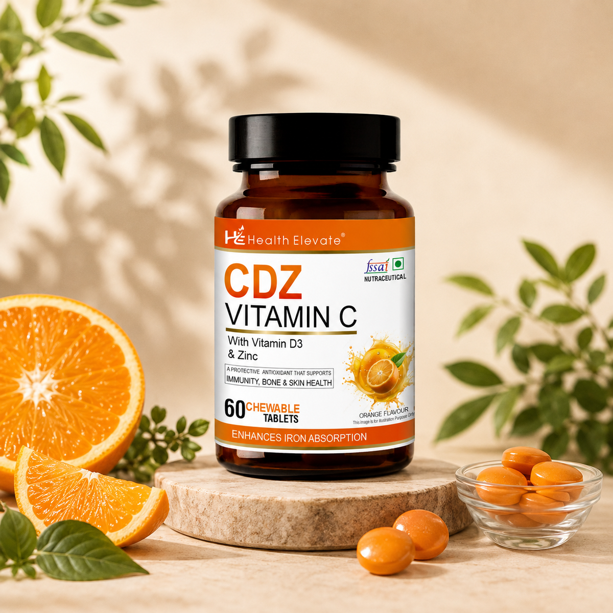 CDZ Vitamin C – Immunity, Skin & Energy Support with Zinc & D3
