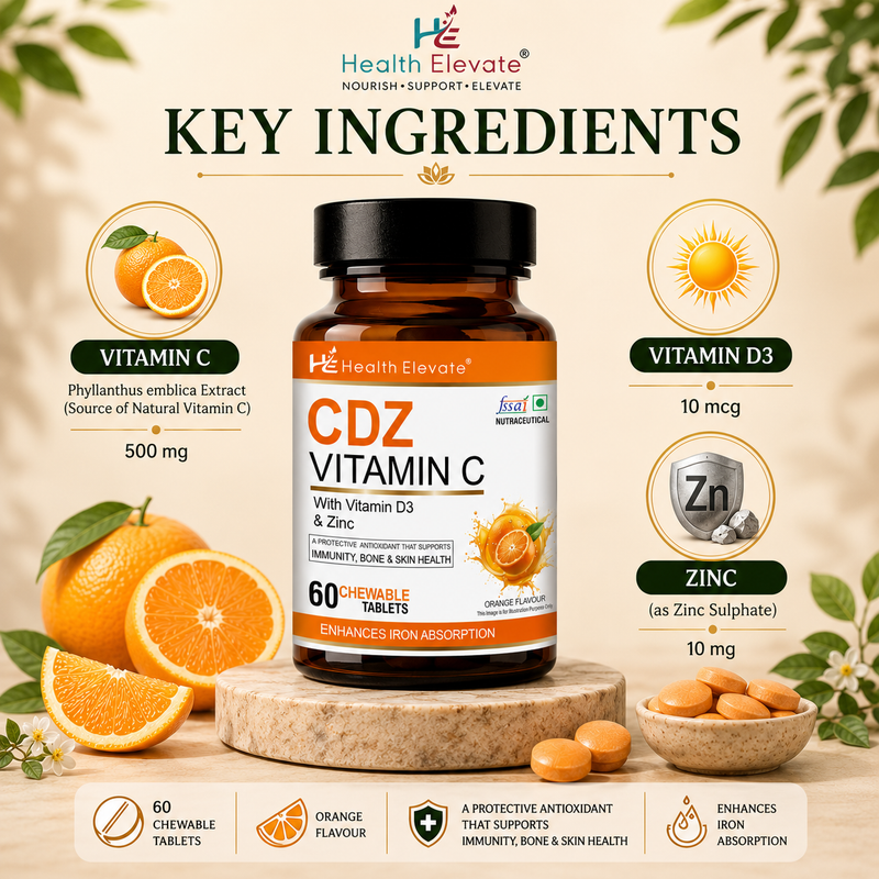 CDZ Vitamin C – Immunity, Skin & Energy Support with Zinc & D3