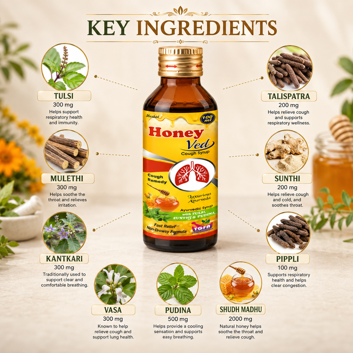 Honey Ved — Herbal Cough Syrup (100ml)