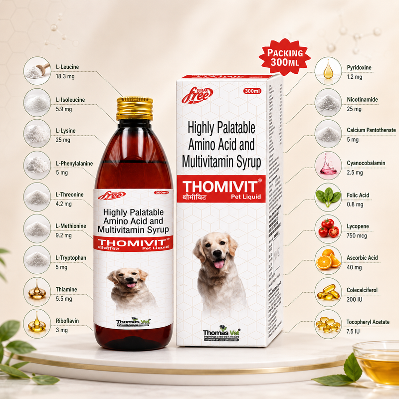 Thomivit Pet Liquid — Amino Acid & Multivitamin Syrup for Dogs (300ml)